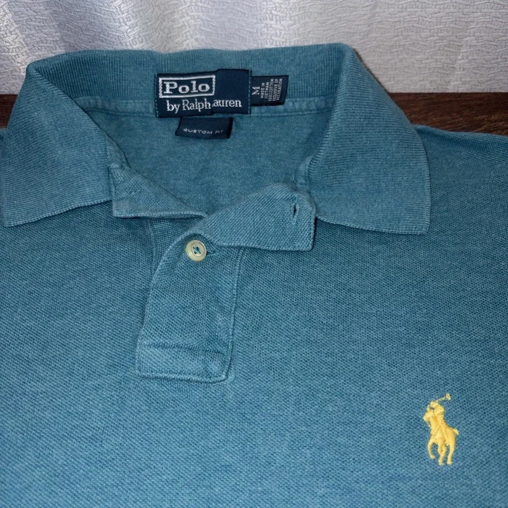 Polo Ralph Lauren Men's Medium Custom Fit Short Sleeve Teal Polo Shirt